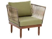 Garden Lounge Set with Table 4 Seater CREMONA Acacia Wood Dark Brown/ Green Left Hand_1099777