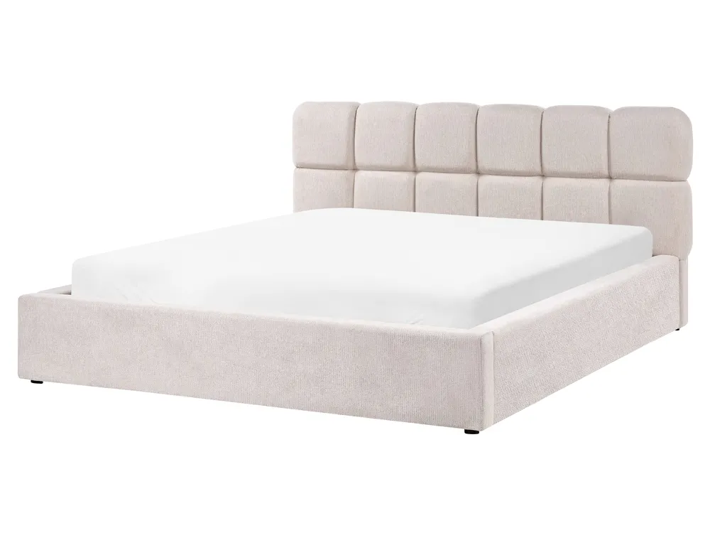 Ottoman Bed BASTON Fabric Light Beige 160 x 200 cm (EU King Size)_1055390