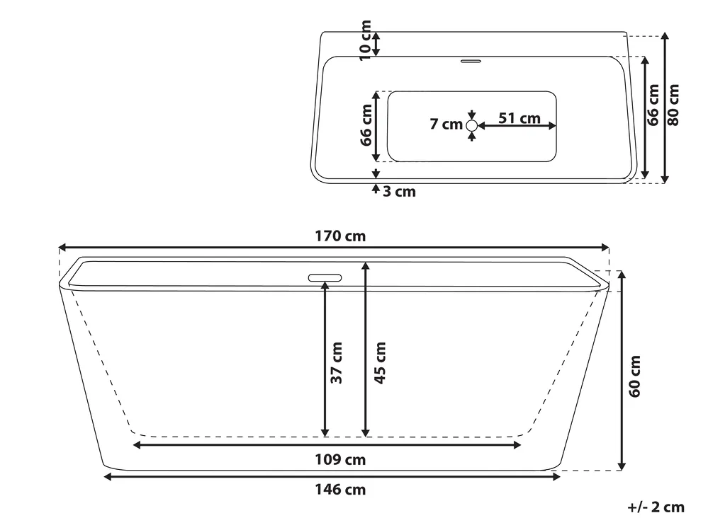 Bathtub HASSEL 1700 x 800 mm Black_775636