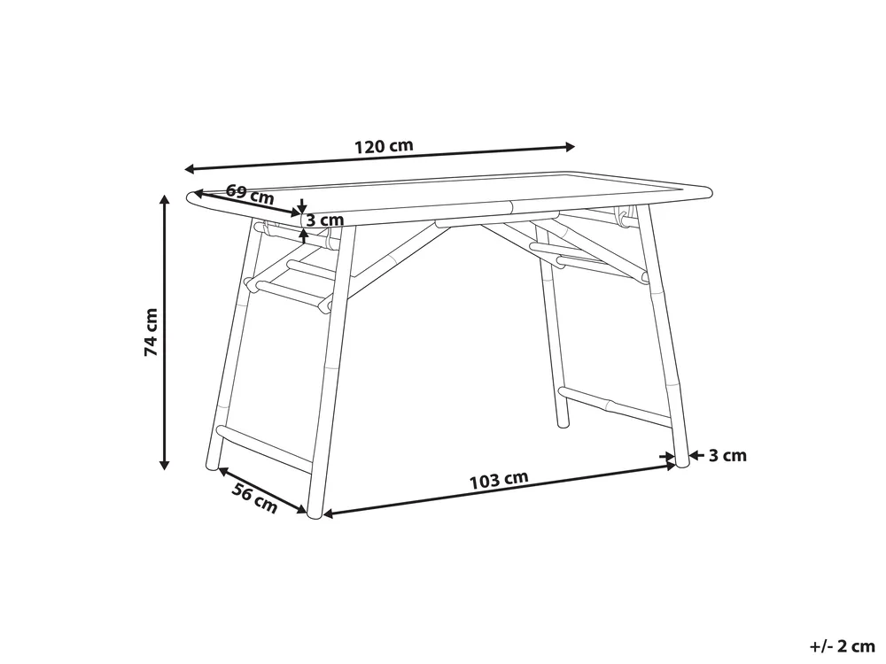 Garden Dining Table MOLISE 120 cm 69 cm Bamboo Light Brown_838120