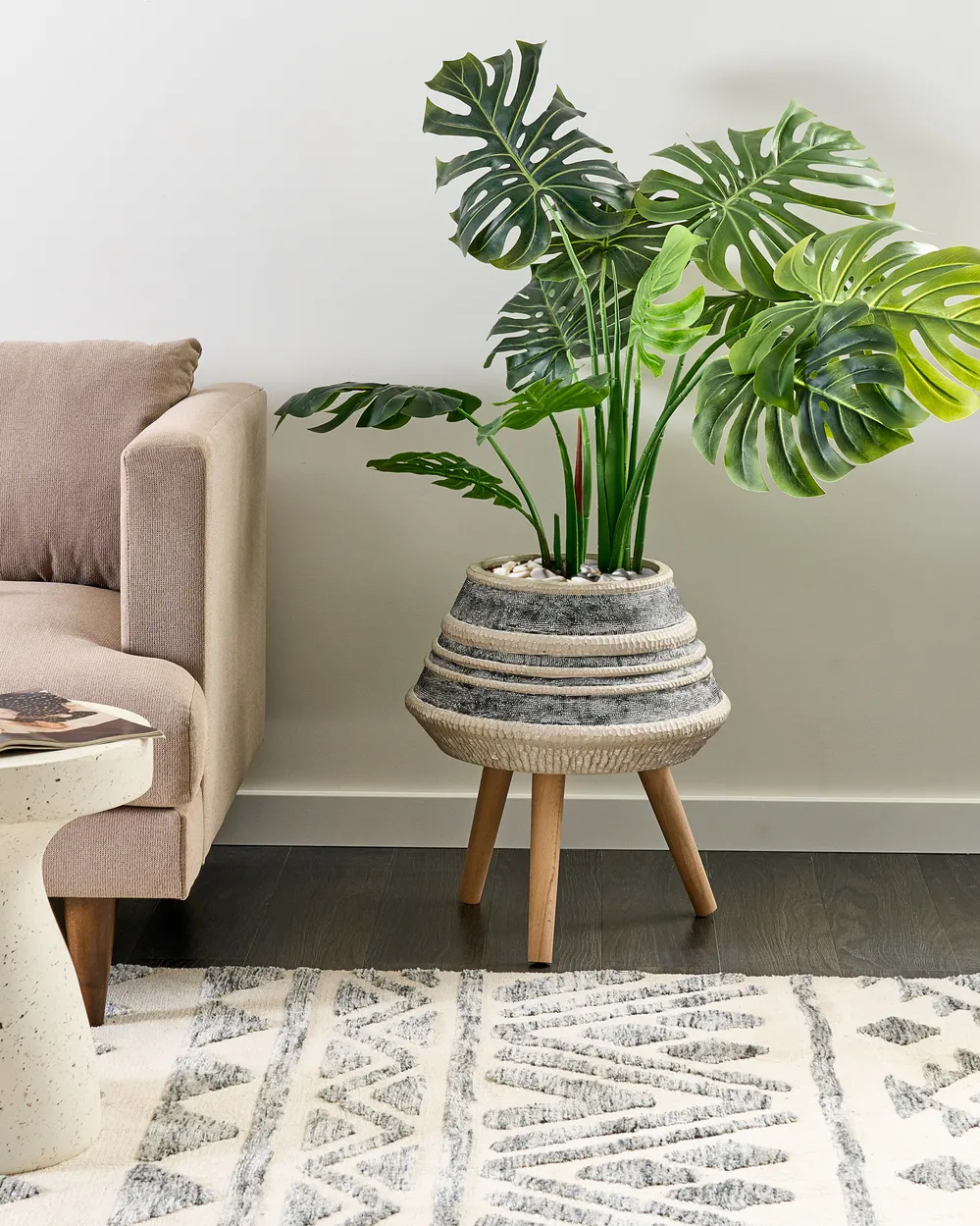 Elevated Plant Pot ATHAEA 37 cm Beige