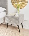 1 Drawer Bedside Table FLAYAT Corduroy Light Grey