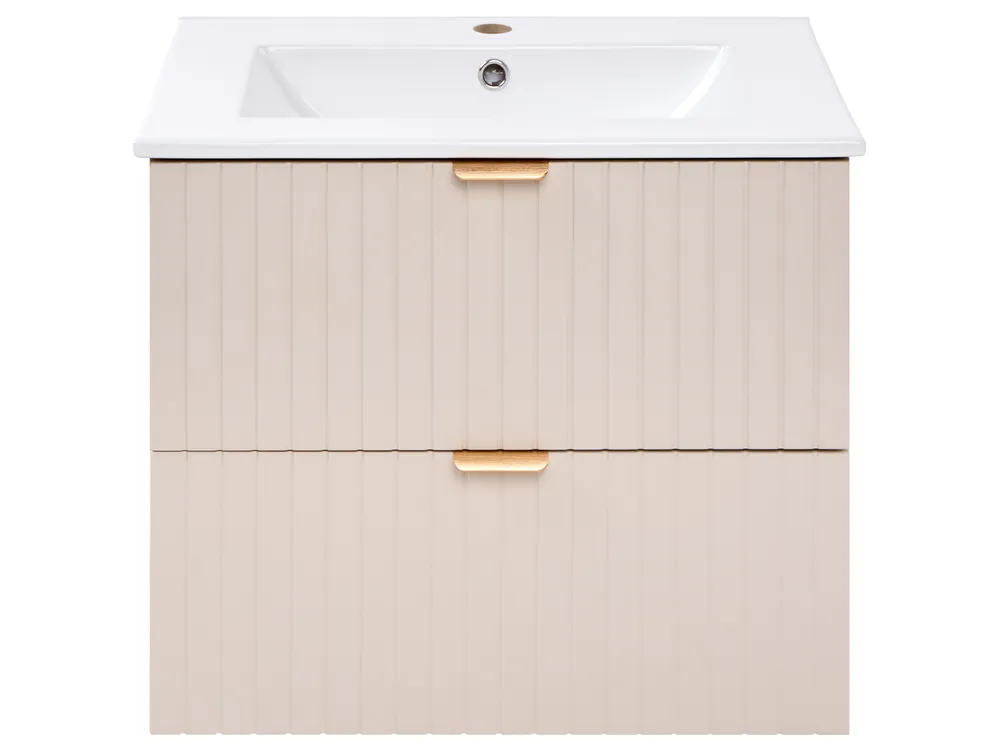 Väggmonterad kommod med tvättställ TOTORANI 60 cm Beige_1123597