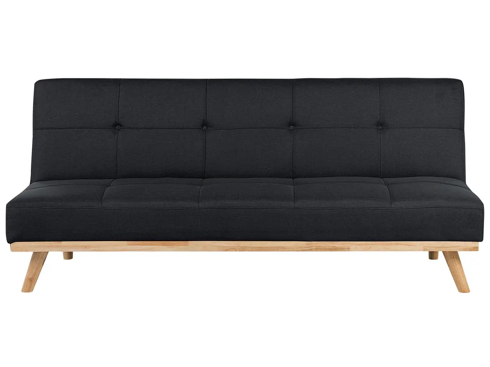 Sofa Bed 3 Seater FROYA Fabric Black