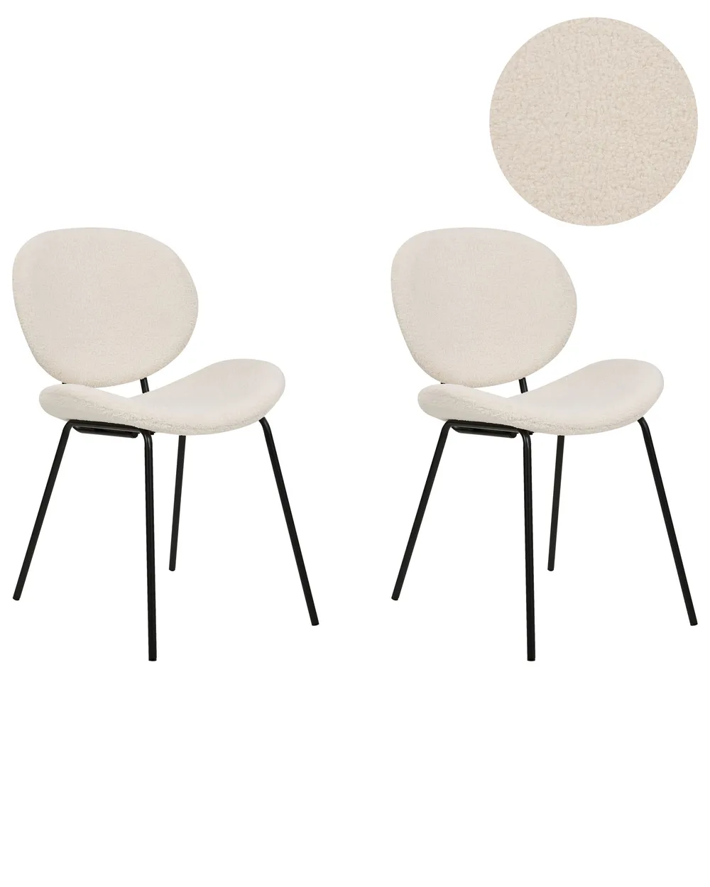 Set of 2 Dining Chairs LUANA Boucle White