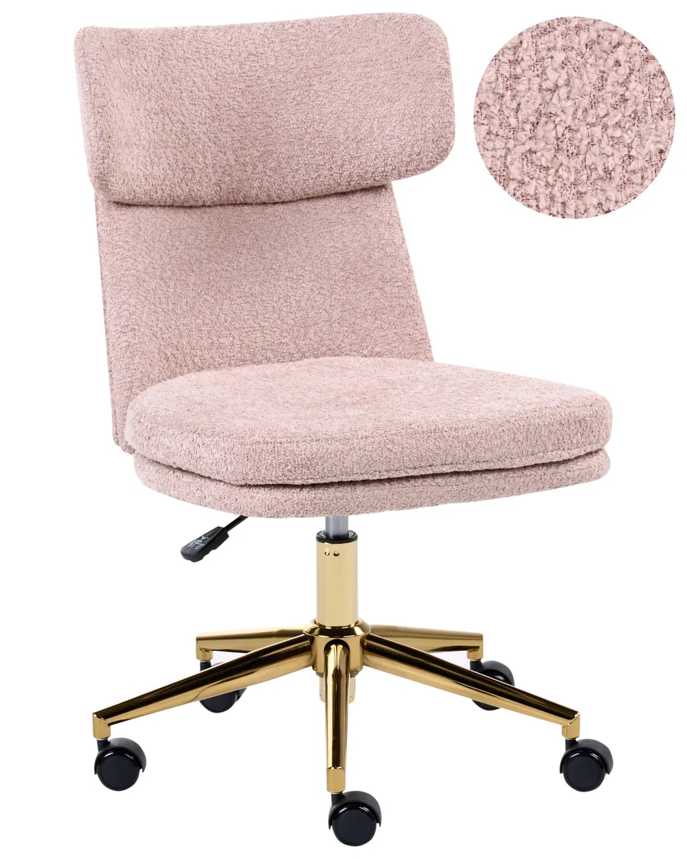 Desk Chair GRANBY Boucle Pastel Pink