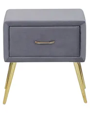 1 Drawer Bedside Table FLAYAT Velvet Grey_767976