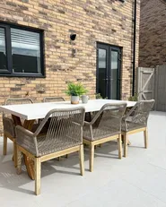 Garden Dining Set 6 Seater OLBIA with Cushions Beige_887441