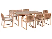 Garden Dining Set 8 Seater SASSARI PREMIUM with Cushions Certified Acacia Wood Light Beige_991436