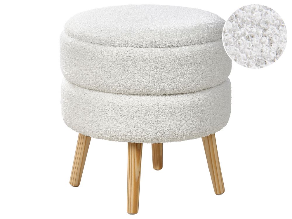 Förvaringspall OKATON Bouclé Vit