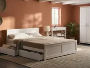 Bed with 4 Drawers SABRAN Pine Wood White 140 x 200 cm (EU Double)_1061269