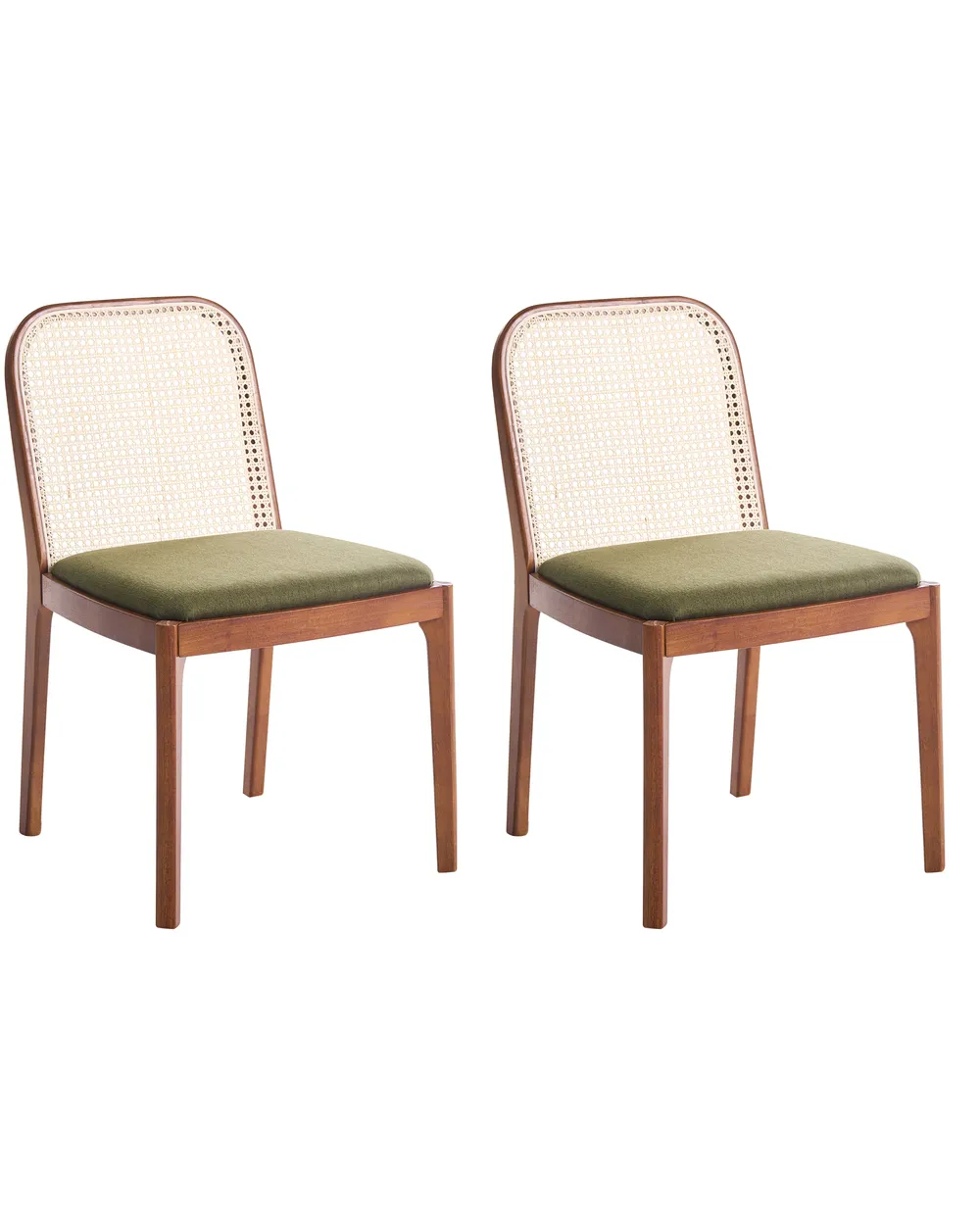 Set of 2 Dining Chairs EDINA Fabric Brown/ Green