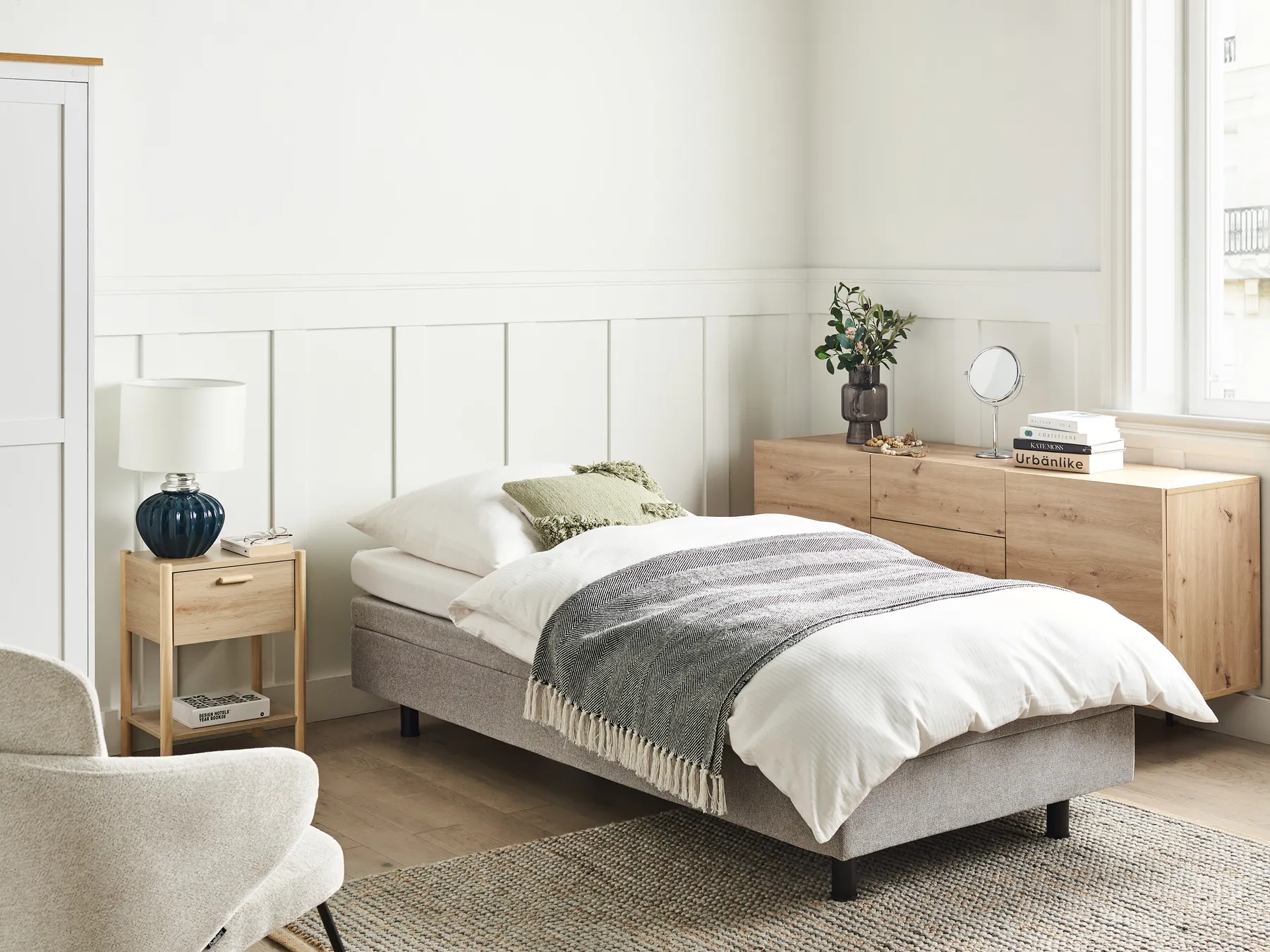 Adjustable Bed without Headboard Fabric DUKE II 90 x 200 cm (EU Single) Light Grey_973611