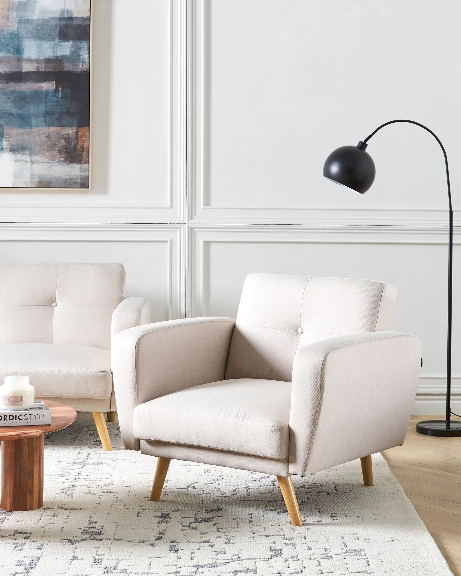 Armchair FLORLI Fabric Light Beige_905860