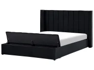 Waterbed with Storage Bench NOYERS Velvet Black 180 x 200 cm (EU Super King)_915017