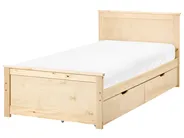 Bed with 2 Drawers DAUPHIN Pine Wood Light Brown 90 x 200 cm (EU Single)_1059749