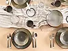 Set of 8 Deep Plates THYME Stoneware Dark Green 19 cm
