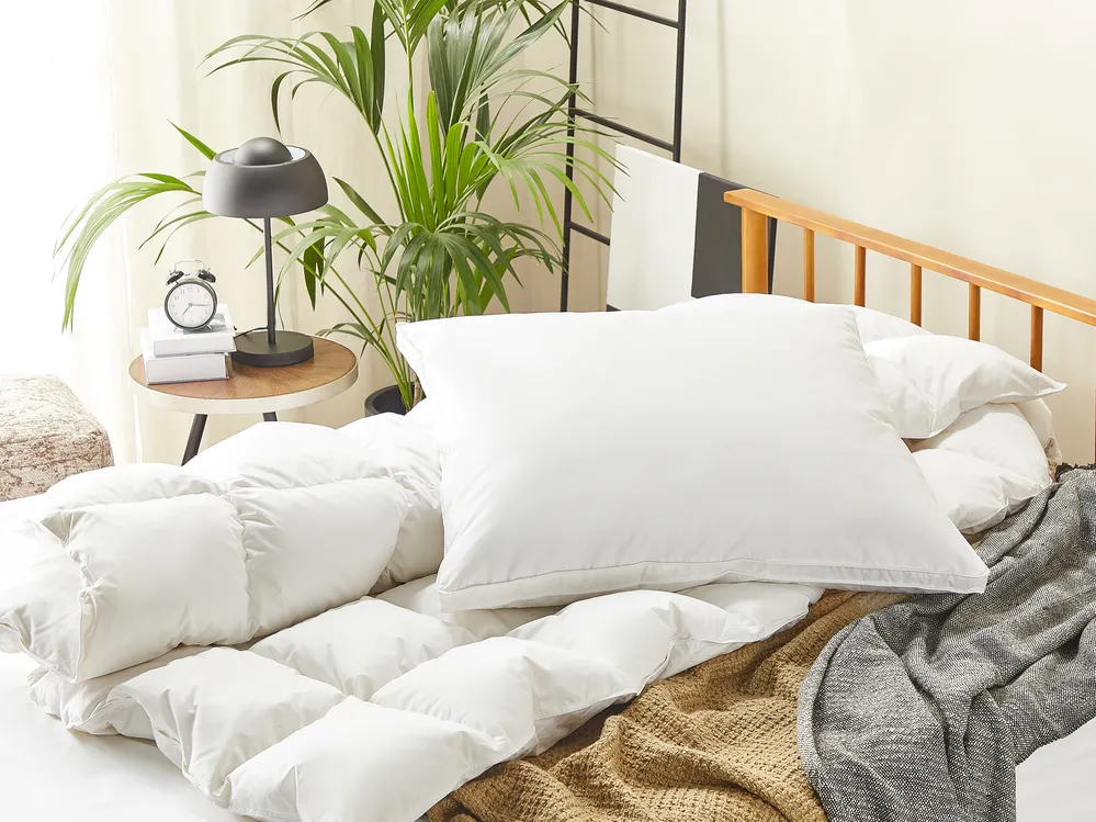 Bed Pillow VIHREN Low 80 x 80 cm Duck Feathers and Down White