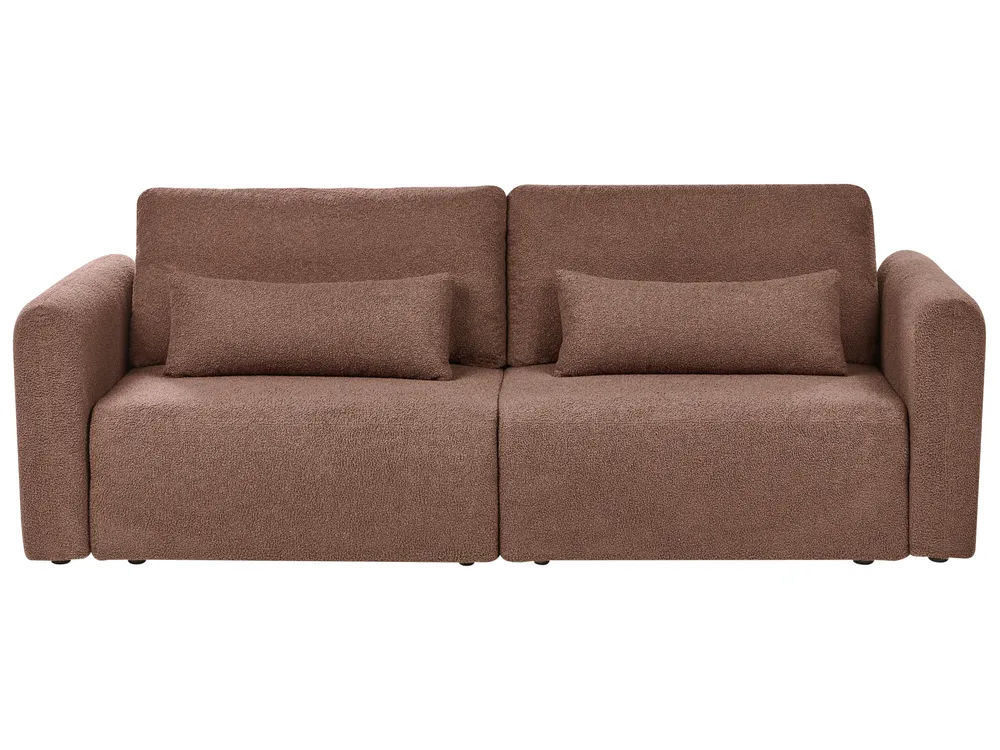 Bäddsoffa 3-sits VAXHOLM med förvaring Bouclé Brun_1026757