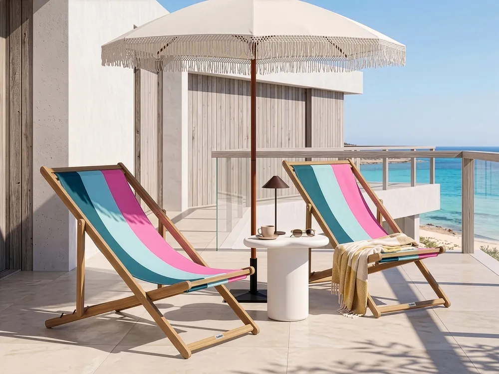 Set of 2 Sun Lounger Replacement Fabrics ANZIO/AVELLINO 113 x 44 cm Multicolour_1073679
