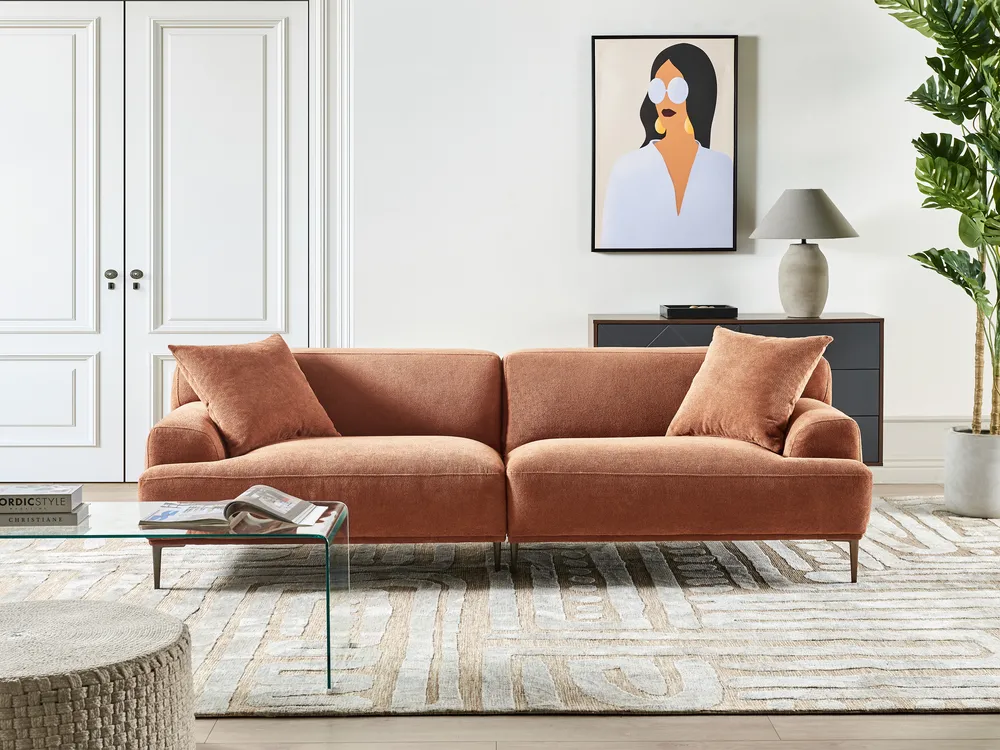 Sofa 3 Seater MATILA Fabric Golden Brown