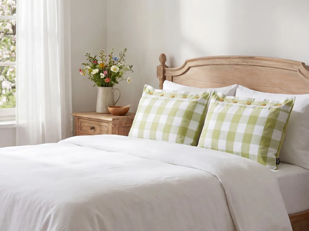 Throw Cushion TAMNINE 40 x 60 cm Light Green Checked