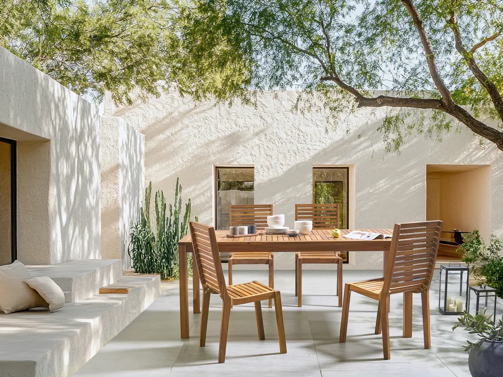 Garden Dining Set 4 Seater OMBRIANO Certified Acacia Wood Light Brown