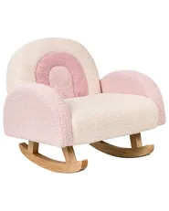 Kids Rocking Chair Rainbow OMBO Boucle Pastel Pink_977401