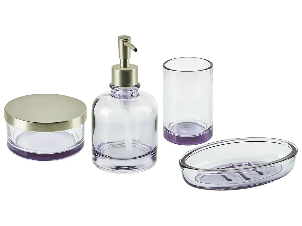 4-Piece Bathroom Accessories Set TELMA Glass Violet
