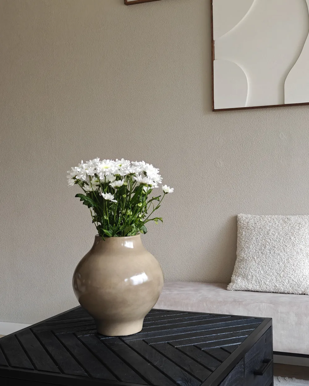Flower Vase MAGAN 31 cm Ceramic Taupe_967685
