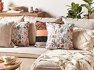 Set of 2 Decorative Cushions MONTBRETIA 45 x 45 cm Velvet Multicolour Plant Pattern_1178609