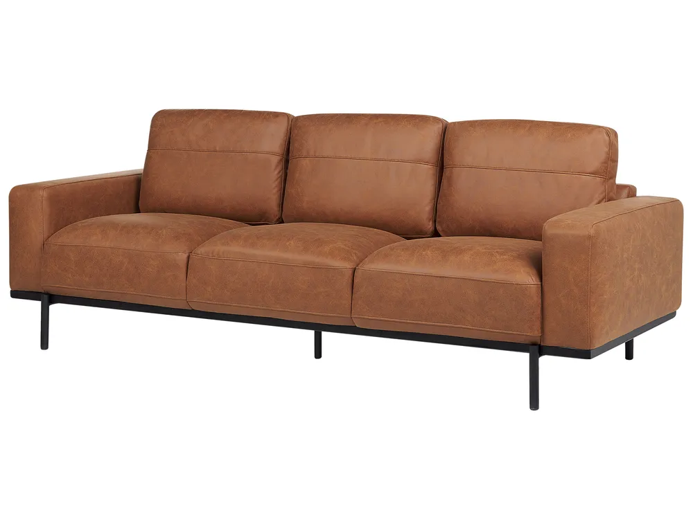 Living Room Set 6 Seater SOVIK Faux Leather Brown_1041220