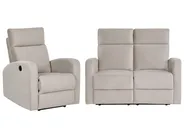 Electric Recliner Living Room Set 3 Seater VERDAL Velvet Beige_1081036