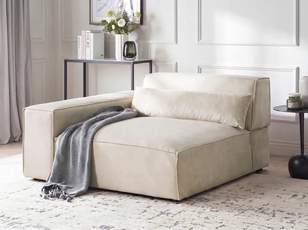 Corner Seat HELLNAR Velvet Light Beige Right Hand