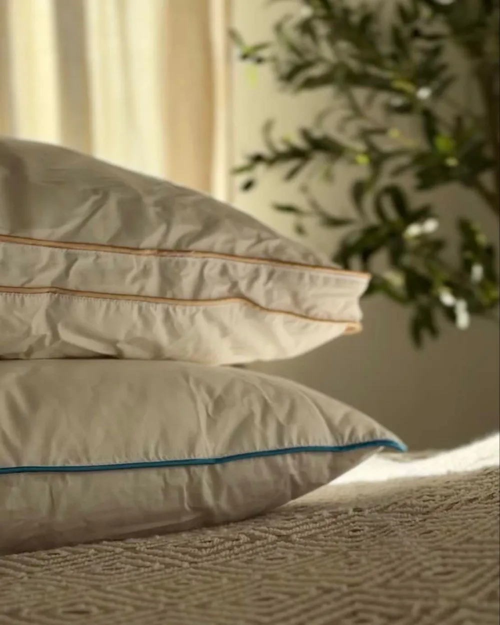 Bed Pillow ANETO Low 50 x 60 cm Duck Feathers and Down White_1177727