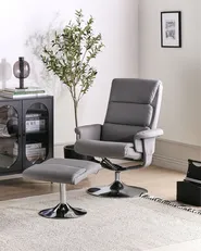 Massage Chair LEGEND with Footstool Faux Leather Grey_698043