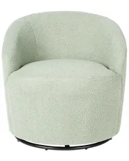 Swivel Armchair DAVIK Boucle Light Green_943672