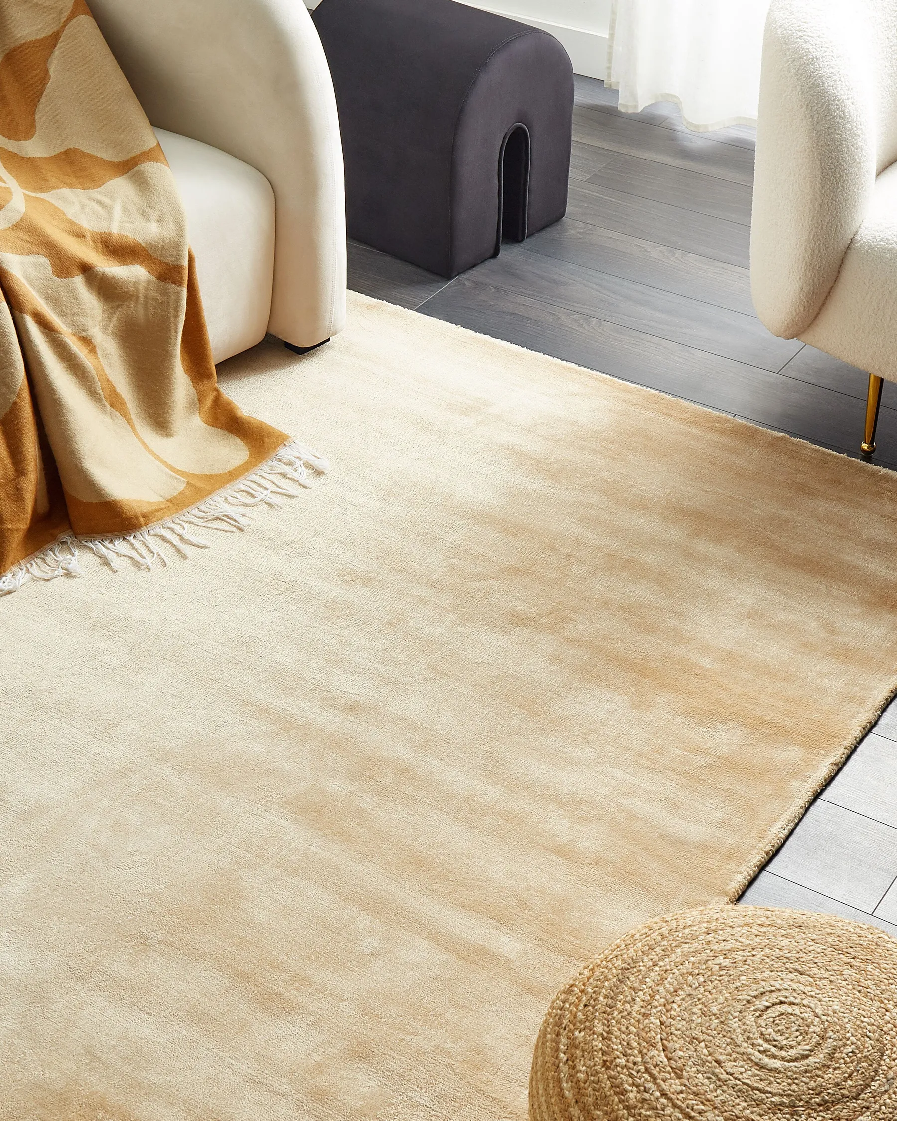 Rug GESI II Beige 160 x 230 cm Viscose_837723