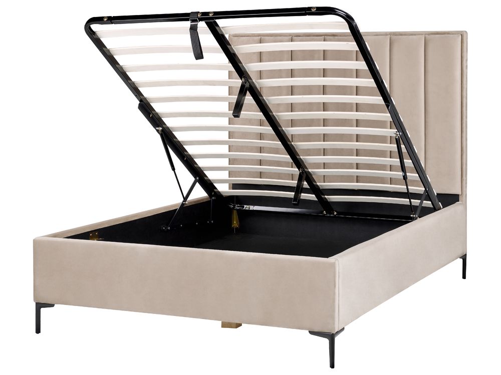 Ottoman Bed SEZANNE Velvet Taupe 140 x 200 cm (EU Double)