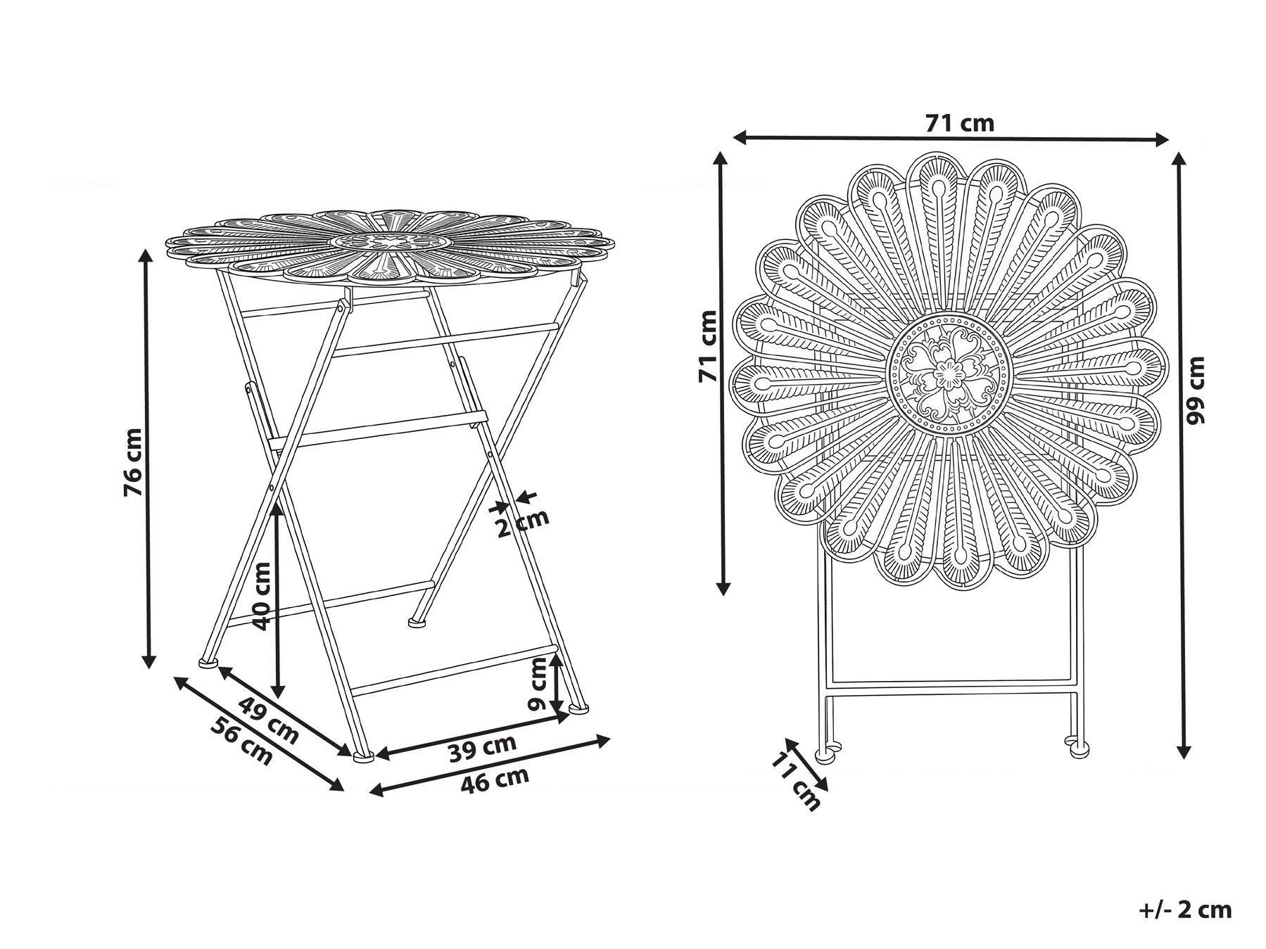 Bistro Table PAVIA 71 cm 71 cm Metal Off-White_1046296