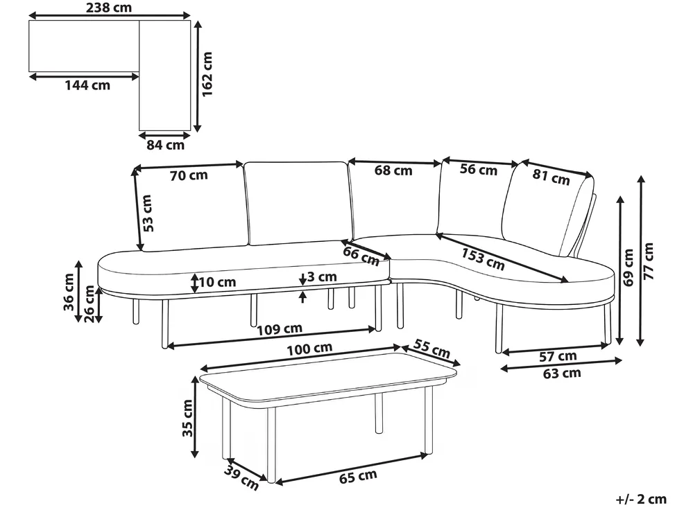 Garden Sofa with Table 4 Seater POLLINA Metal Brown_1078999