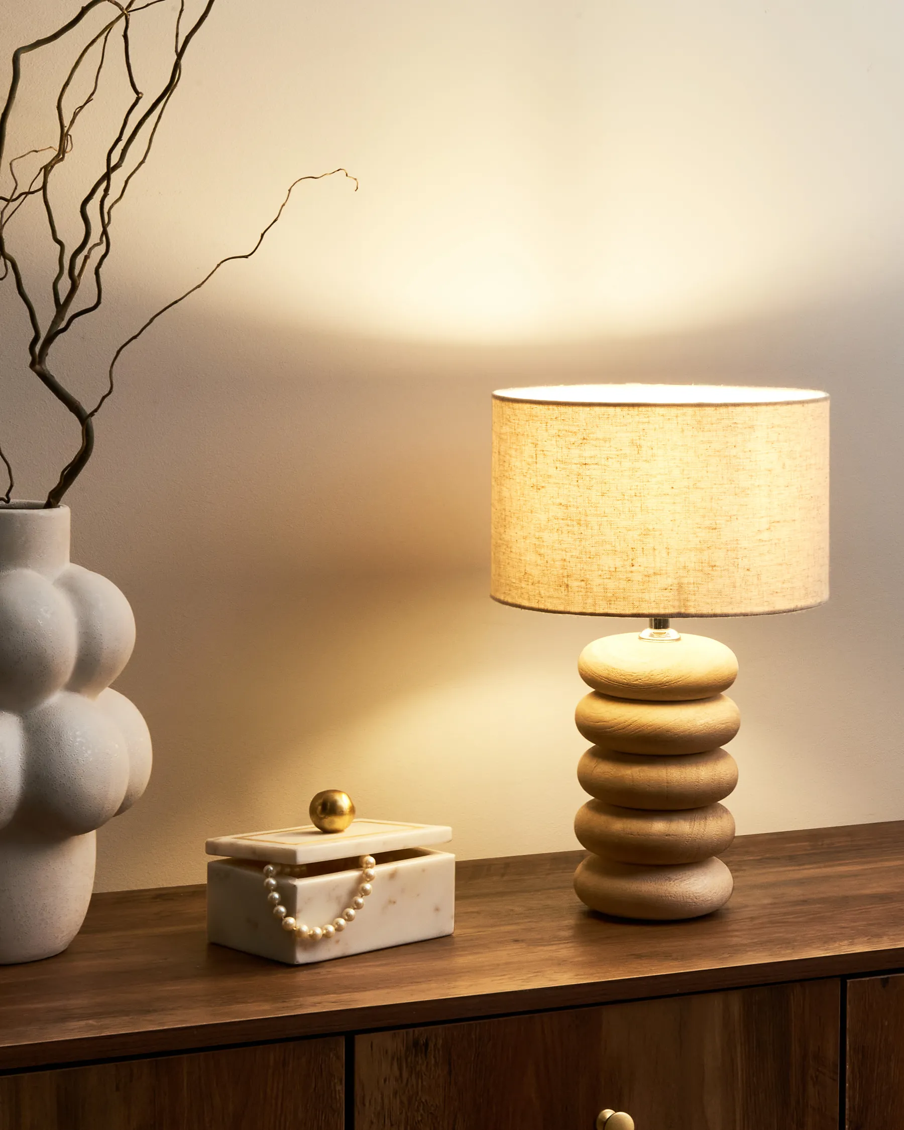 Table Lamp BETWA Mango Wood Light Brown_985935