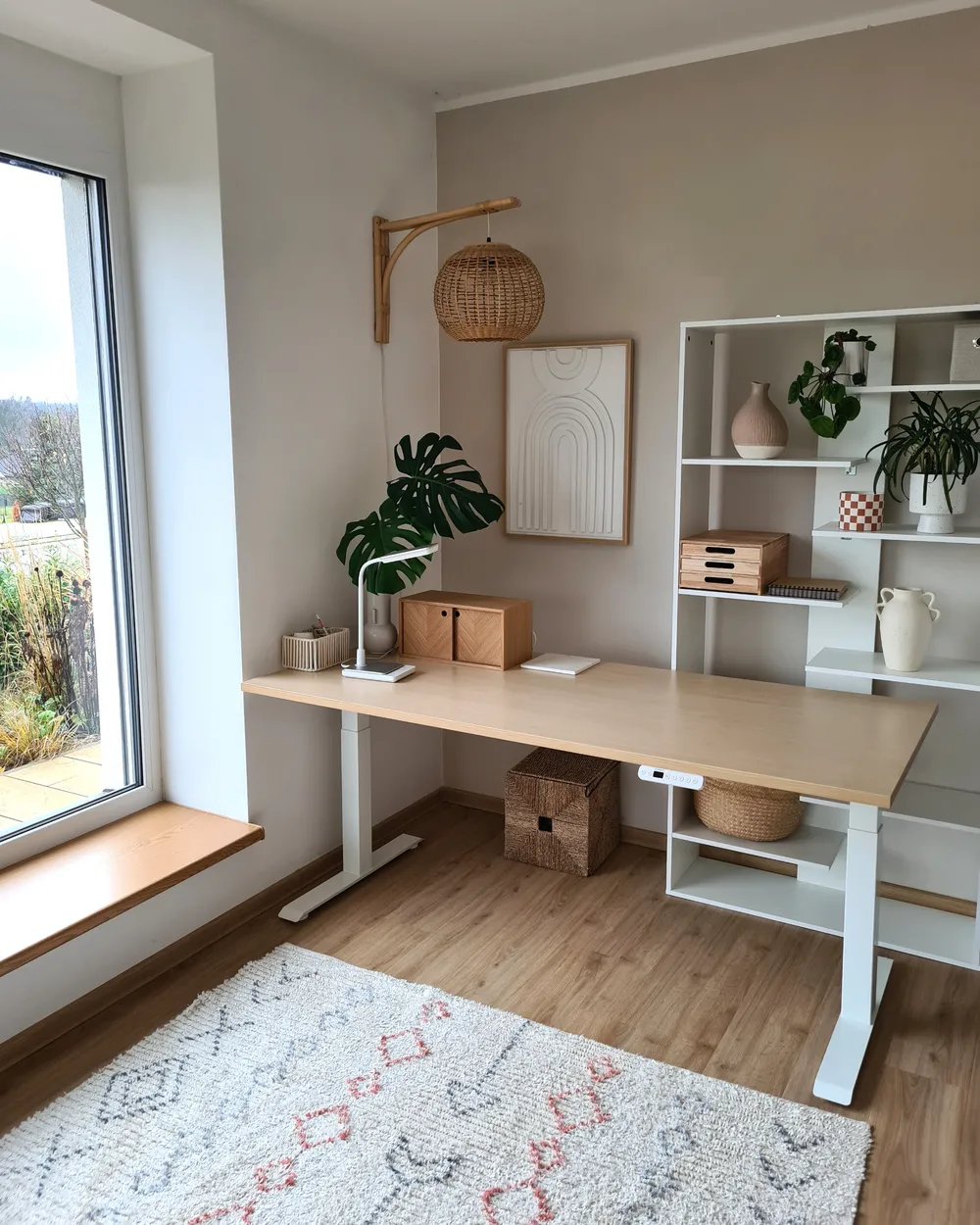 Työpöytä sähkösäädettävä DESTINES 180 cm 72 cm Vaaleanruskea/valkoinen_1034808