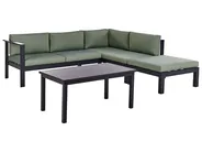 Garden Corner Sofa with Table 5 Seater MESSINA Metal Green Left Hand_929481