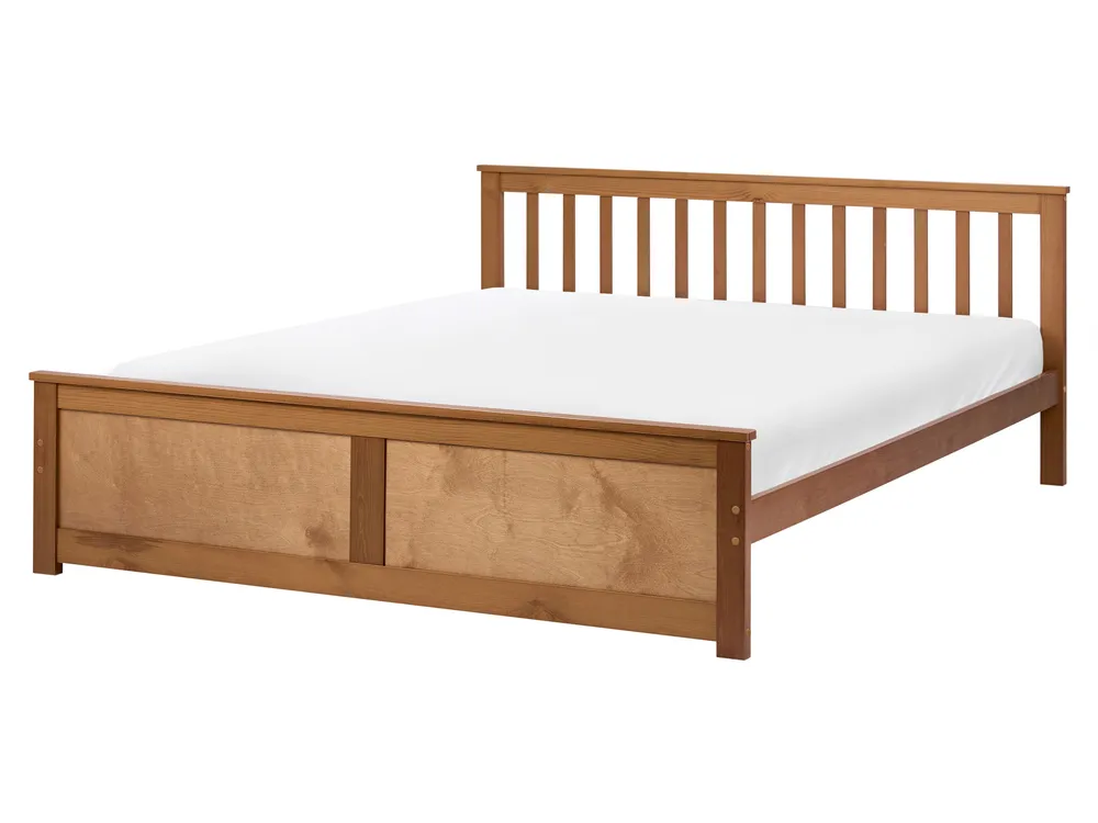 Bed Pine Wood OLENDON 160 x 200 cm (EU King Size) Brown