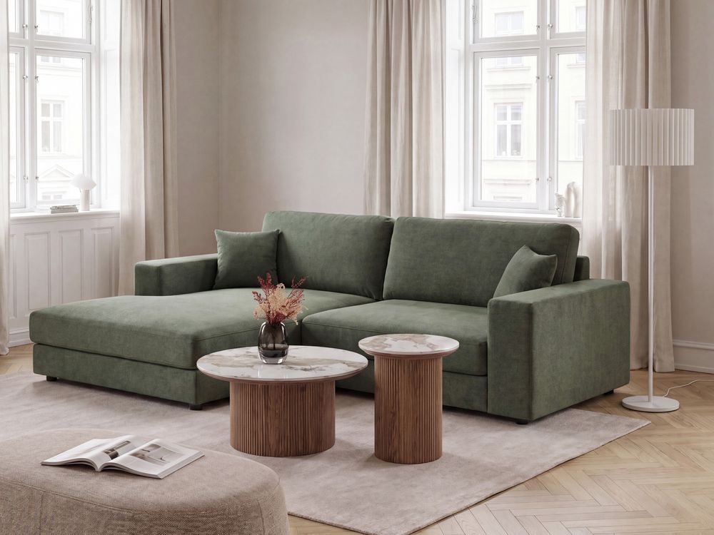 Corner Sofa LOFOTEN Fabric Green Right Hand