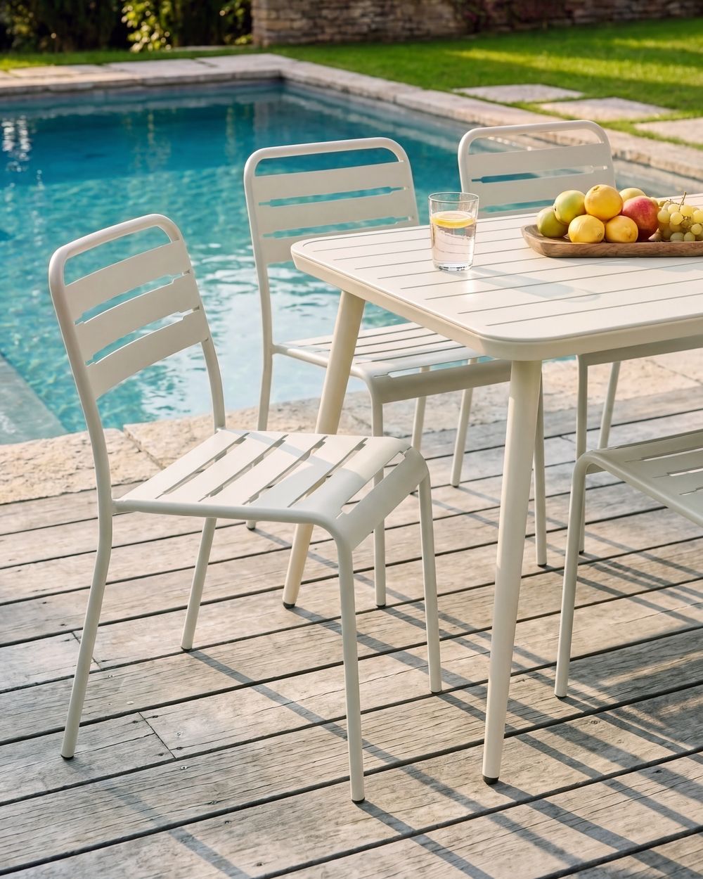 Set of 2 Garden Chairs LEFKADA Metal Light Beige