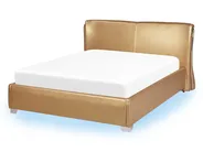 Bed with LED Leather PARIS 140 x 200 cm (EU Double) LED Gold_796170