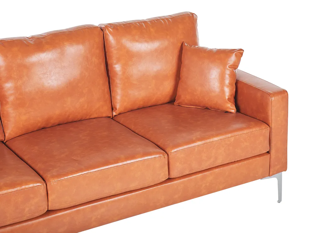Soffa 3-sits GAVLE Konstläder Guldbrun_729857