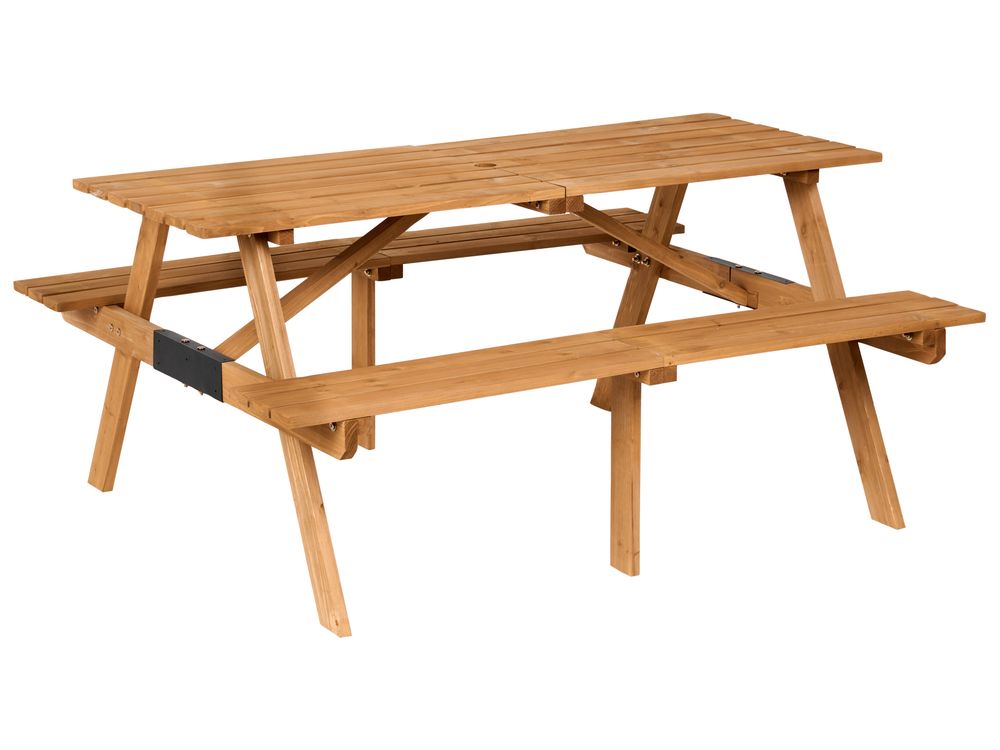 Picknickbord med bänkar med bänk ROSCIGNO Granträ Ljusbrun